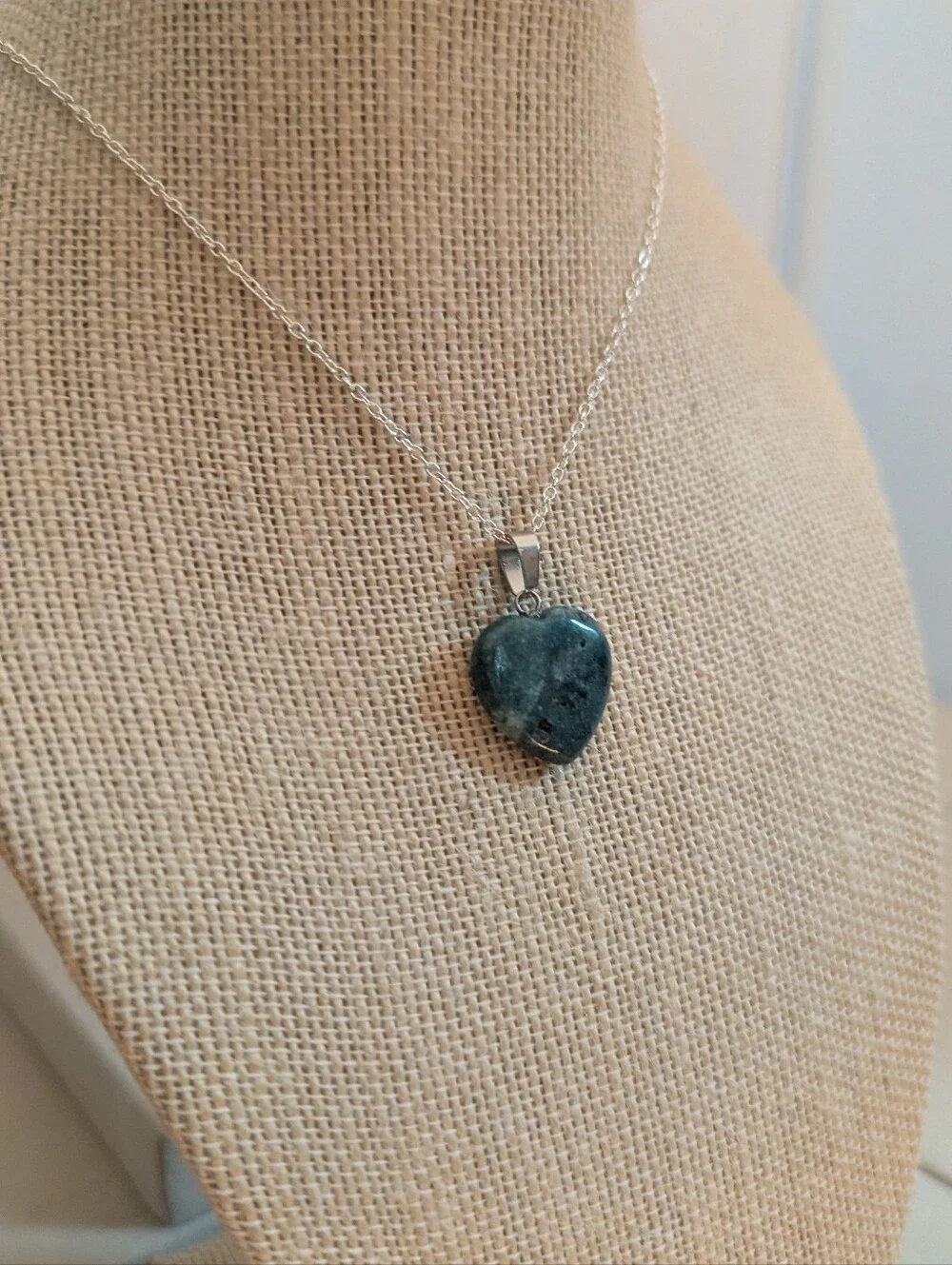Blue‑Green Agate Heart Pendant • 18